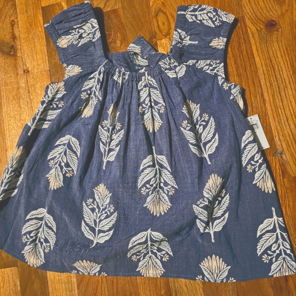 Old Navy Puff-Sleeve Printed Cutout Tie-Back Swing Blouse for Women